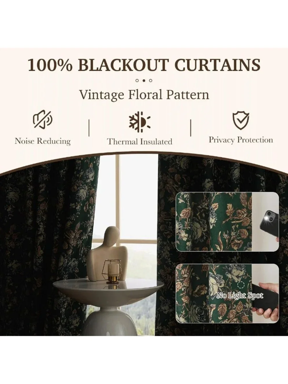 Cottagecore Green Floral Blackout Curtains 90
